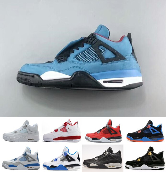 Men Basketball Shoes Travis x Sports Shoe Houston Oilers 4s Cactus Jack Pure Money Raptors Cement Black Cat Bred Motosports Sneakers