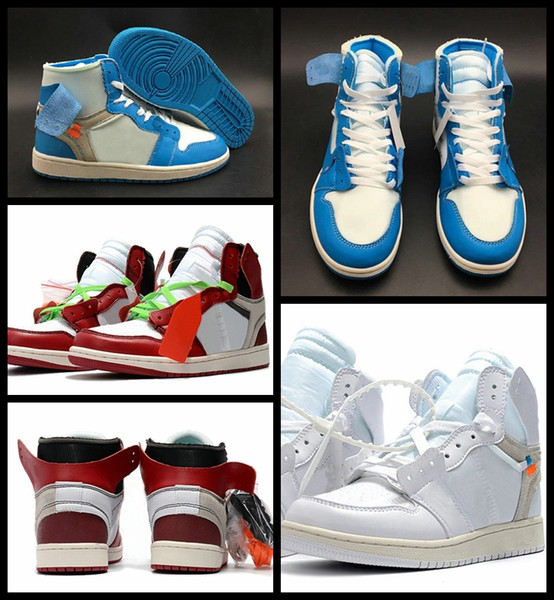 High Quality 1 White Powder Blue Basketball Shoes For Men 10X Chicago Bred 1s Mens OFF Trainers Athletic Sport Sneakers