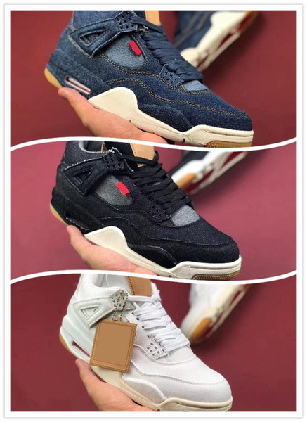 Newest 4 IV 4s Blue Black White Denim NRG Jeans Men Basketball Shoes Jean Sneakers Mens Shoes