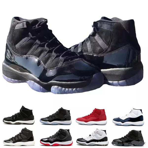 2018 Men 11s XI Basketball Shoes Jam True Blue Platinum Tint Gym Red Bred PRM Barons Concord 45 Sneaker Gown Prom midNight White 11 trainers