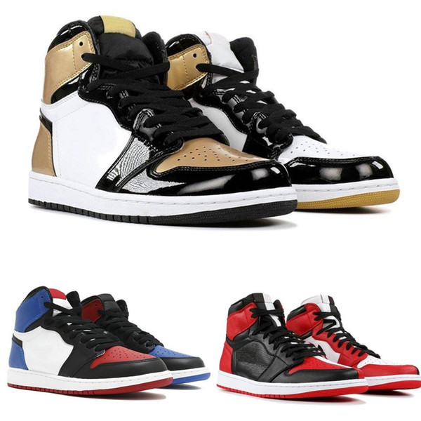 Top 1 High OG Mens Basketball Shoes Banned Bred Toe Shadow Gold Designer Shoes Gold Toe Chicago Game Royal Sneakers Size 40-46