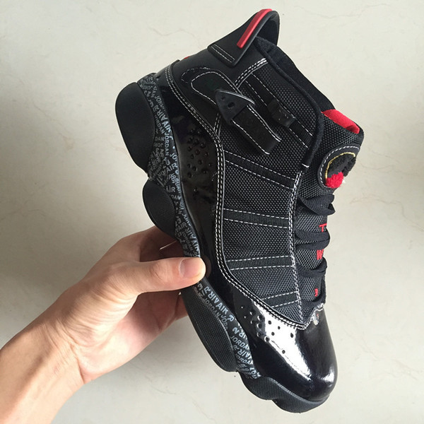 2018 New arrival 6 6s Rings men basketball shoes A small amount of red black and red 6 rings men's basketball shoes in black-dominated tone