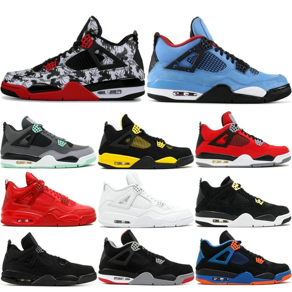 Mens 4 4s Basketball Shoes Cactus Jack White Cement Game Royal Motor Best Quality Mens Sport Sneakers Designer Shoes US 7-13