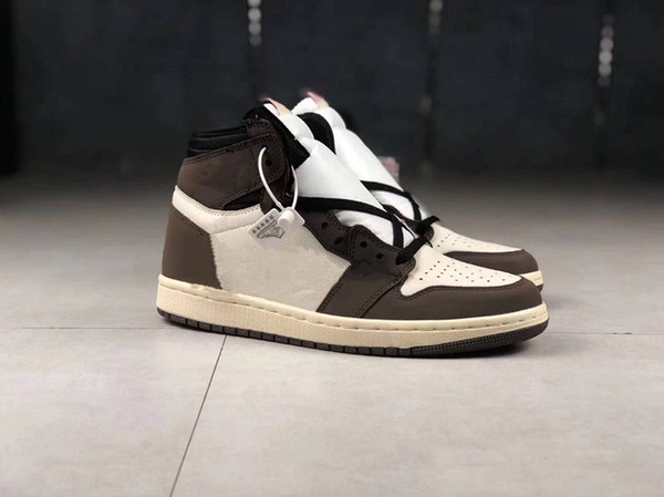 New fire Top Quality Mens basketball shoes Travis x CD4487-100 Mens Sneakers Cactus Jack High OG TS SP Sale With Box Top leather shoes