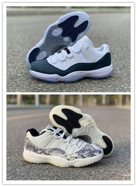 Top quality Real Carbon Classic 11 low SE Navy Blue Snakeskin Basketball CD6846-002 Shoes Sports Trainers Sneakers With Original Box