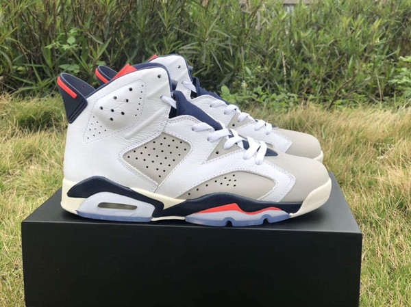 top quality Tinker 6S VI 6 men basketball shoes 384664-104 White Infrared 23 Neutral Grey-Sail mens trainer sports sneakers with box