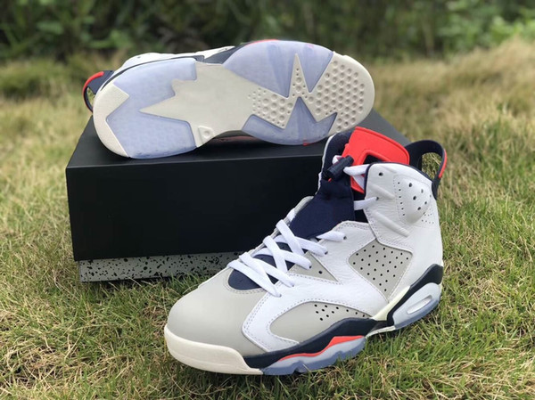 Tinker 6S VI 6 men women basketball shoes 384664-104 White Infrared 23 Neutral Grey-Sail mens trainer sports sneakers size 8-13