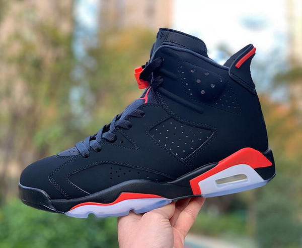 Top Quality OG 6 Black Infrared Mens Women Basketball Shoes 6s Black Red Sports Trainer Sneakers With Box Size 5.5-13