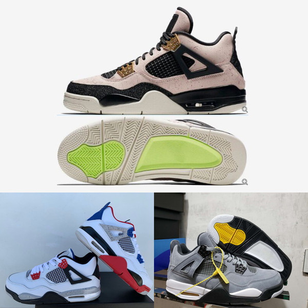 Mens 4 4s Basketball Shoes Rumored Cool Grey Black Pink Cactus Jack White Cement Game Royal Motor Mens Designer Sport Sneakers Size Us 7-13