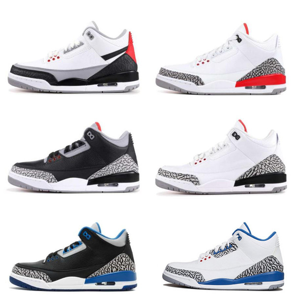 III Black white Cement three Basketball Shoes tinker blue hurricane red New 2019 mens trainers Sports Designer Sneaker Size 8-13