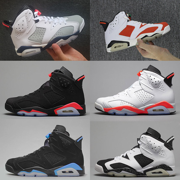 6 VI Tinker White Grey Black Red Mens Basketball Shoes 6s J6 White Black Infrared UNC Oreo Sports Sneakers Size Us 8-13