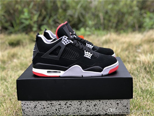 New Released Mens Basketball Shoes 4S IV OG Bred Outdoor Athletics Trainer Brand Sports Sneakers with Box size 40-46