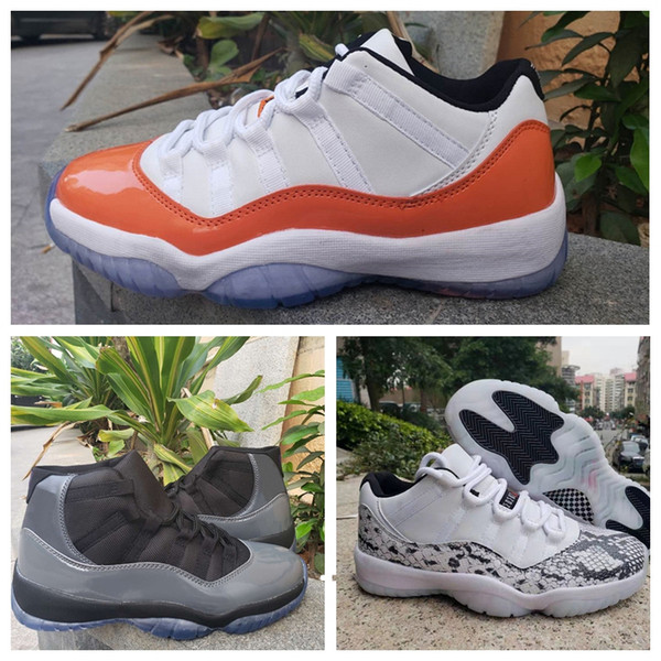 New Jumpman 11 XI LOW White Orange Trance Basketball Sports Shoes 11s Mens 11s Snakeskin Ash Grey Trainers Designer Sneakers