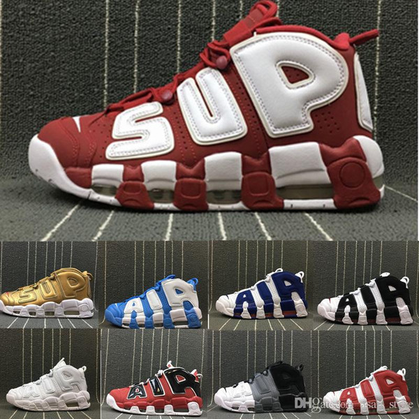 2018 Air More 96 QS Olympic Varsity Maroon Mens Basketball Shoes for 3M Scottie Pippen Uptempo Sports shoes Sneakers 5.5-13