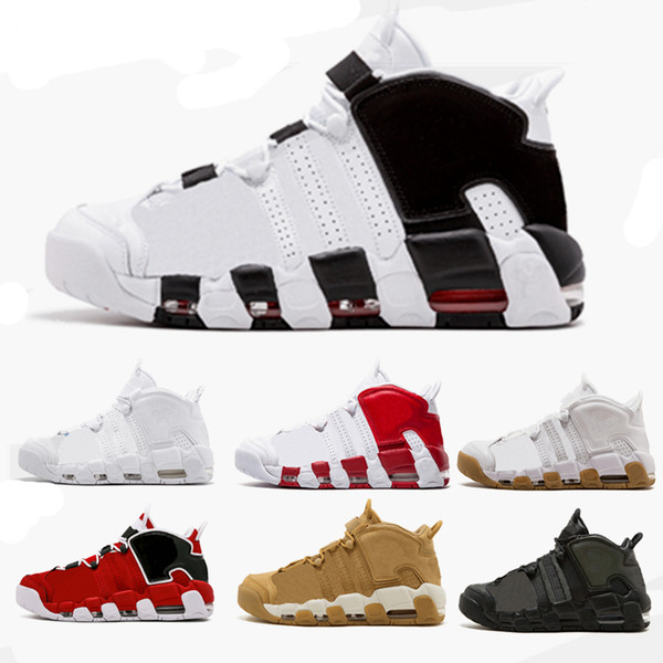 Air more Uptempo QS Olympic Varsity Maroon Black Mens Basketball Shoes Airs 3M Scottie Pippen breathable Sneakers 41-46