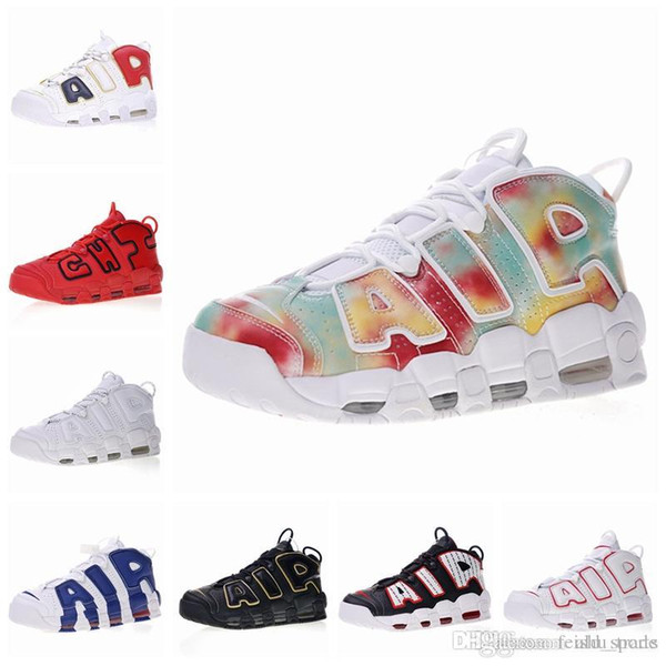 2019 Air more Uptempo QS Olympic Black GOLD Pinstripe Mens Basketball Shoes Airs 3M Scottie Pippen Sports Sneakers size 36-47