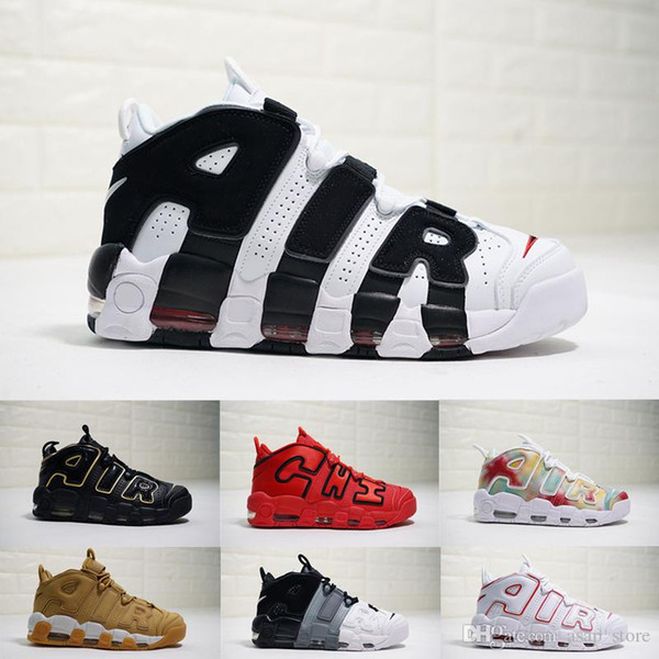 2019 Air more Uptempo QS Olympic Black White Mens Basketball Shoes Airs 3M Scottie Pippen Sports Sneakers size 36-47