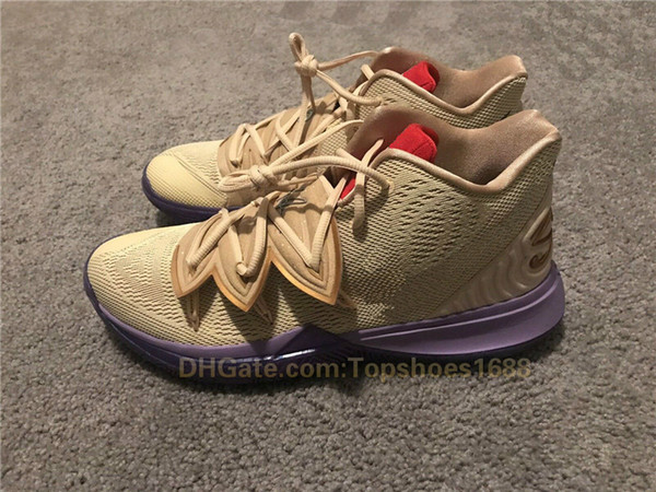 2019 Kyrie V Ikhet DS Beige Purple CI0295-900 Size: 7-12 For Sale Best Quality Irving 5 Basketball Shoe Store 14 Colour Without Box