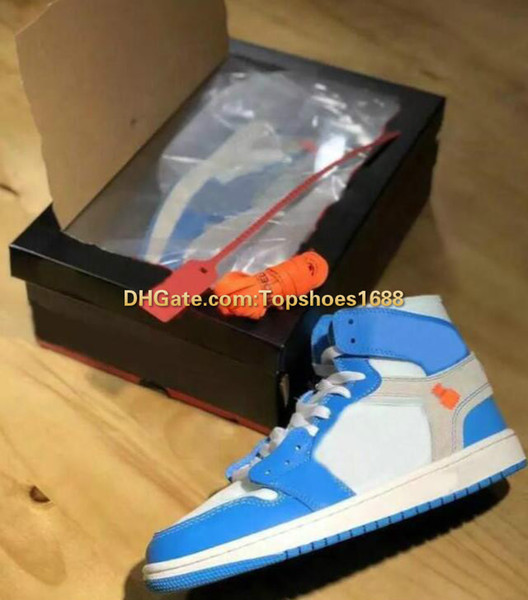 High Quality 1s Powder Blue UNC White Blue Men Women Basketball Shoes 1 White Grey Chicago Red Black Sneakers New Size35-46