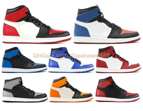 New 1 High OG Bred Toe Banned Game Royal Basketball Shoes Men 1s Top 3 Shattered Backboard Shadow Sneakers High Quality Size 36-46