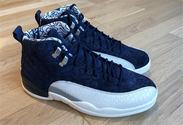 2019 Cheap 12 12s mens basketball shoes International Flight 130690-445 blue white men trainers Athletic sports sneakers size 7-13