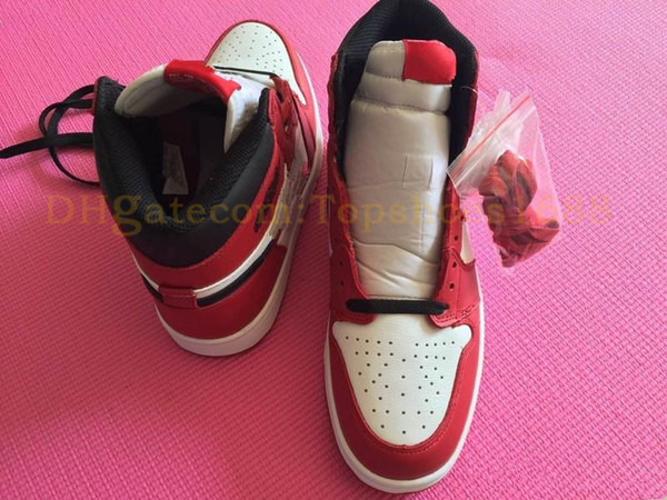 Cheap 1 Chicago High OG RED WHITE men basketball shoes 1s I sports sneakers trainers high quality 5-12 Wholesale size 36-46