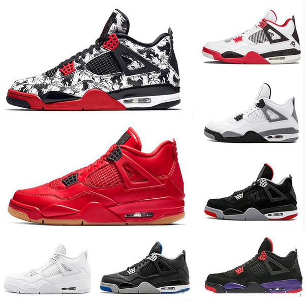 Tattoo 4 Singles Day 4s Basketball Shoes men Pure Money Royalty White Cement Raptors Black cat Bred Fire Red mens trainers Sports Sneakers