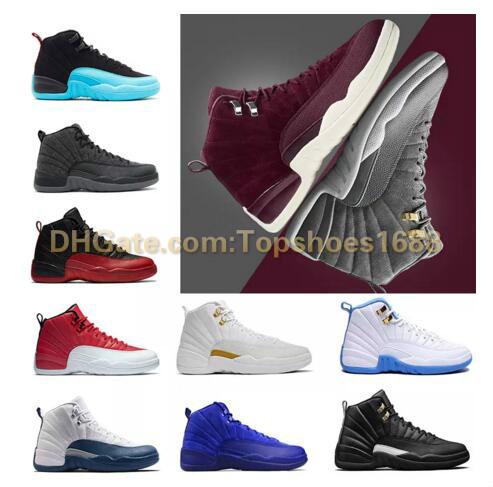 12 Bordeaux Dark Grey wool Basketball Shoes 12 Wings 12s the Master Sports Sneakers XII OVO Colorway:black/metallic gold-white Men Athletics