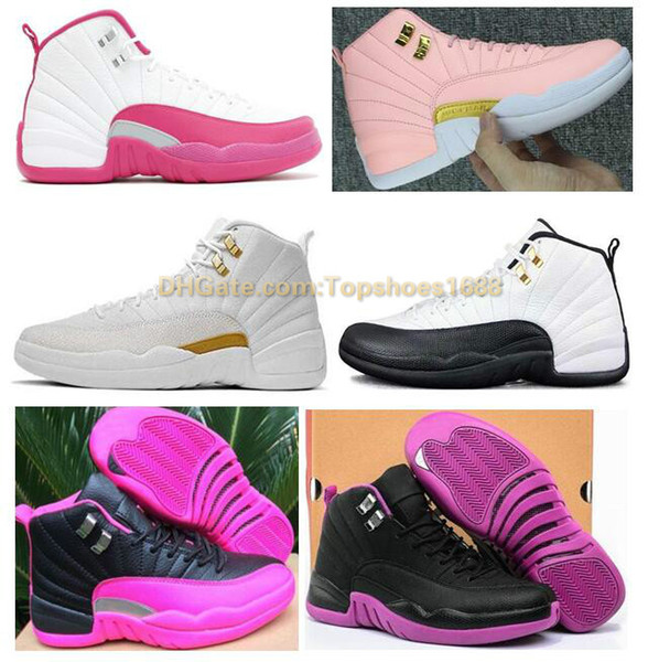 High Quality Women 12 12s GS Hyper Violet Youth Pink Valentines Day Basketball Shoes Girls The Master Taxi Rush Pink Sneakers Size 30-40