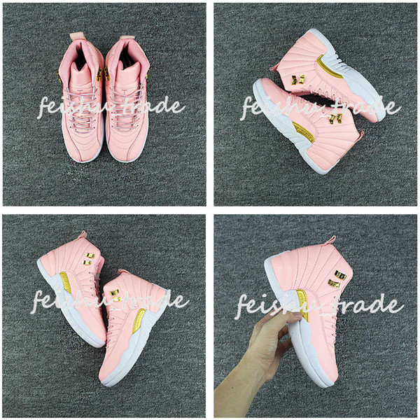 2018 New GS Pink Lemonade 12 Women Basketball Shoes Pink Lemonade 12s Womens Trainers Zapatos Sneakers Size 36-40 Free Shipping