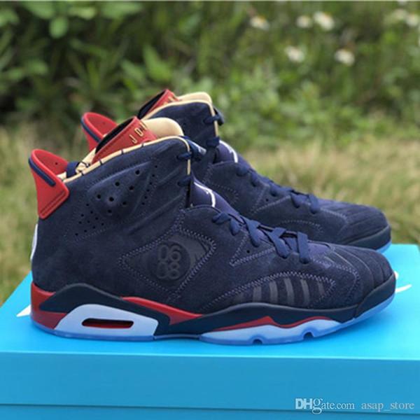 New Release 6 Doernbecher 6S DB Midnight Navy Varsity Red Metallic Black Mens Basketball Shoes Sports Sneakers Authentic With Box