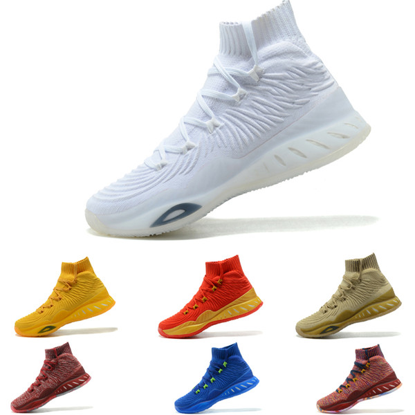 2018 Andrew Wiggins Crazy Explosive Primeknit Crystal White Trace Khaki knit mid sock for Men Basketball Shoes Basketball Sneakers