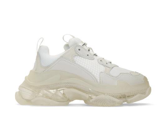 New Release Paris White Triple S Clear Sole Sneakers Low-top Panelled Technical Mesh Leather Sneakers Colorblocked White Triple S Trainers S