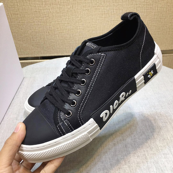 Fashion Shoes for Men Canvas Shoes Male Footwears B23 Low-Top Sneaker In Black Denim-Effect Technical Canvas Luxury Mens Shoes Casual Hot