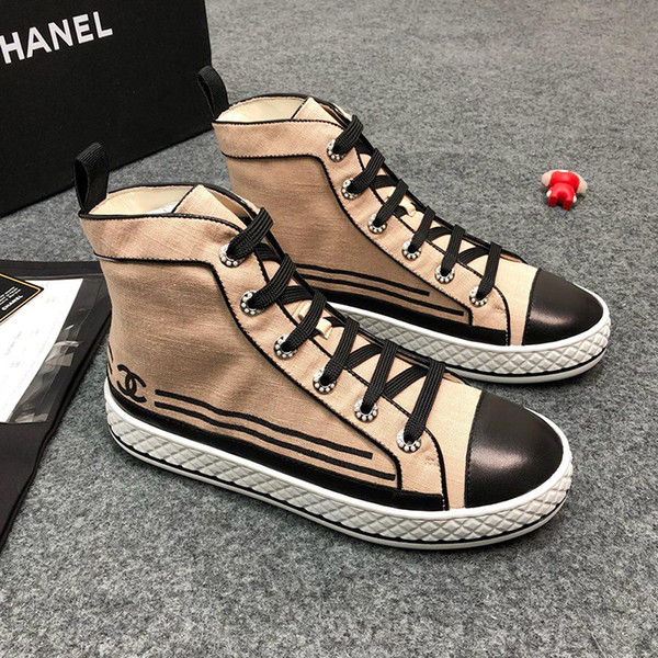 Ch@neI Women Shoes Sneakers Lambskin Breathable High Top Fashion Shoes for Women with Original Box Chaussures de femmes Ankle Boots Womens