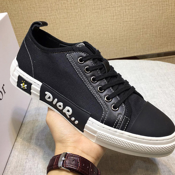 Men Casual Shoes Canvas Lace-Up Footwears Big Size B23 Low-Top Oblique Sneaker Zapatos de Hombre Mens Shoes Fashion with Original Box Luxury