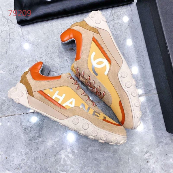 Luxury design top quality couple sneakers real leather running comfortable shoes with lace up breathable fashion lover shoes size 35-46