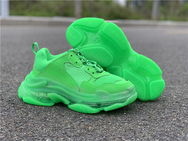 Hottest Authentic 9Balenciaga Triple S Speed Trainer Outdoor Sneakers Sports Men Women Climbing Shoes Green With Original Box 36-45