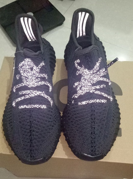 newest V2 Black FU9161 Kanye West runnig Shoes Men Women GID Glow In The Dark EH5360 Clay Zebra Sneakers Size 36~46