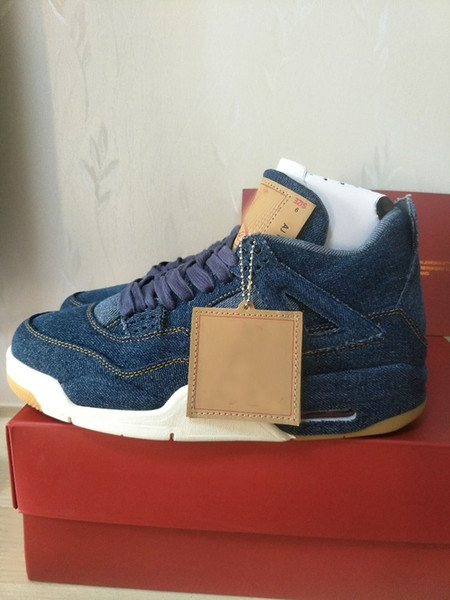 2019 Air 4 Denim Sail Gum AO2571-401 4s IV Blue Men Basketball Sports Shoes Sneakers Good Quality Trainers With Original Box