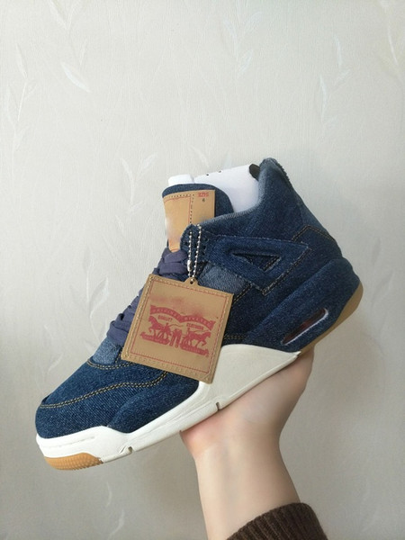 Hottest 4 Denim NRG LS Jeans Travis Joint Limited Blue 4s IV Black Man sport Shoes Sneakers size 7~13 WITH BOX HOT SALE A R 4