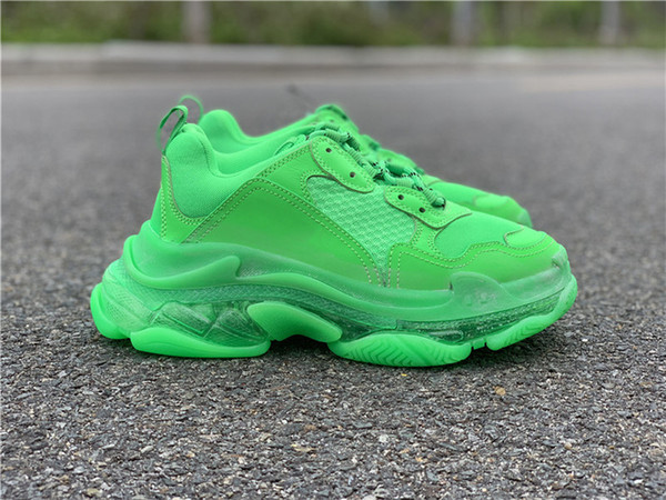 Newest Authentic 9Balenciaga Triple S Speed Trainer Outdoor Sneakers Sports Men Women Climbing Shoes Green With Original Box 36-45