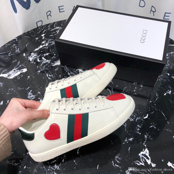 fashion brand men women shoes luxury sneakers with classic stripe star heart pattern real leather flats casual lovers shoes size 35-45