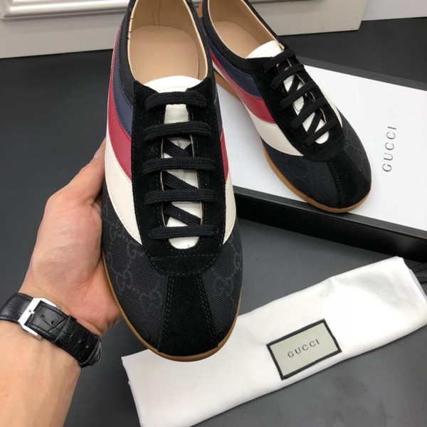 fashion brand shoes luxury breathabsneakers with classic stripe shoes real leather 2 colors flats leisure couple shoes