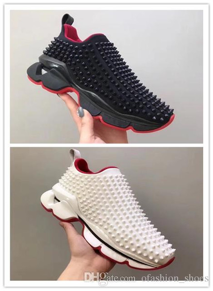 new luxury men women Ladys gils Party Prom Gorgeous high Casual shoes black blue Bottom Studded Spikes designer brand women sneakers