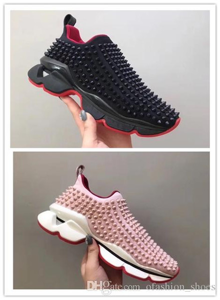 hot sales luxury men women Ladys gils Party Prom Gorgeous high Casual shoes black blue Bottom Studded Spikes designer brand women sneakers