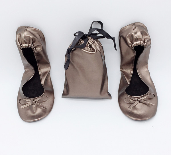 Hot Selling Pu Roll Dance Flat with bag for sale in 