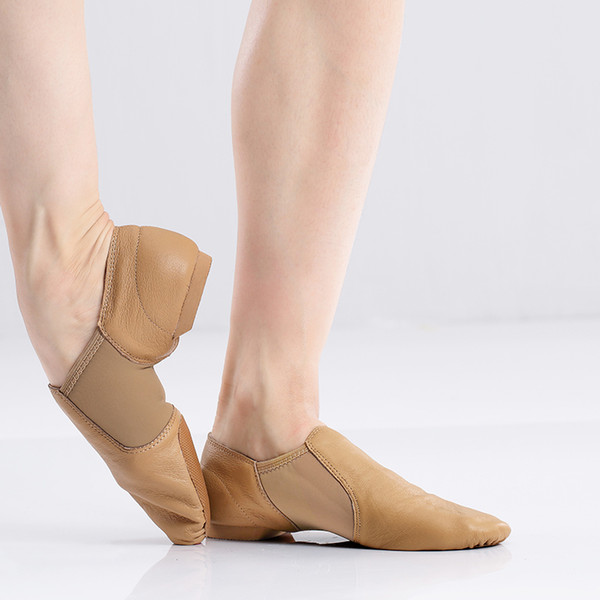 Black Genuine Leather Jazz Shoes Soft Dancing Sneakers Gymnastics Dance Shoes Unisex Slip On Jazz Dance Shoes Tan