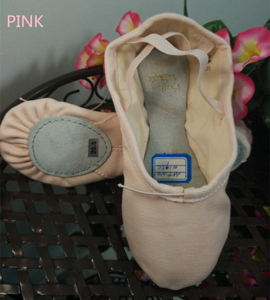 exported high quality cotton canvas ballet slippers dance shoes ,Comfort soft two split leather sole for all ages