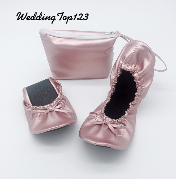 Hot selling Lady roll foldable dance shoes with small bag for sale in 2020